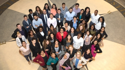 aerial view of law student group