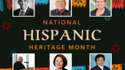 banner for national hispanic heritage month 2023 featuring latinx alumni