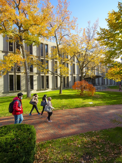 Students Walking across Rutgers Newark Campus
