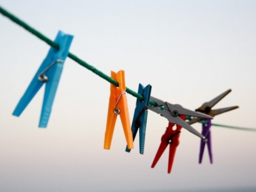 colorful clothespins on a clothesline
