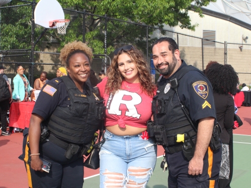 student with police