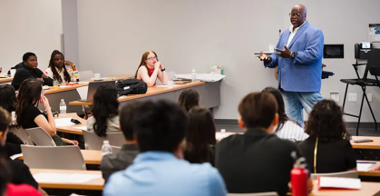 kevin lyons speaking during a session of the supply chain summer high school program